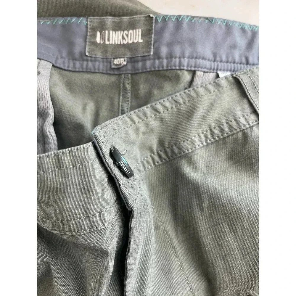 LINKSOUL Mens 40 R Green Poly Cotton Stretch Straight Leg Chino Golf Pants